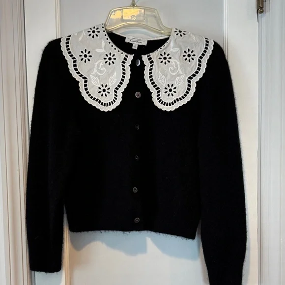 & Other Stories Alpaca Embroidered Statement Collar Knit Cardigan Med - Picture 3 of 11